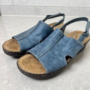 Leather Slingback Comfort Sandals Blue Cutout SoftStep 8M Clarks Seleste Women's